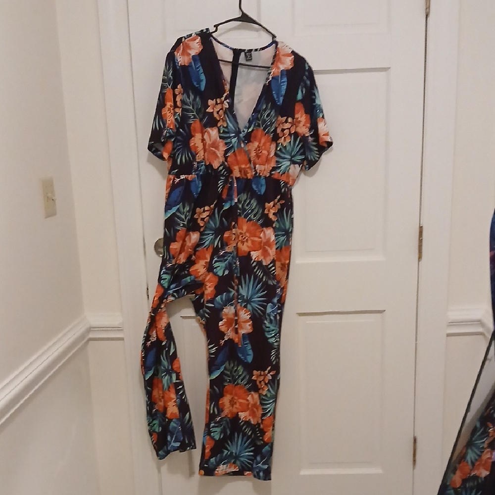 SHEIN Curve 2XL Dress with Blue and Green Pattern